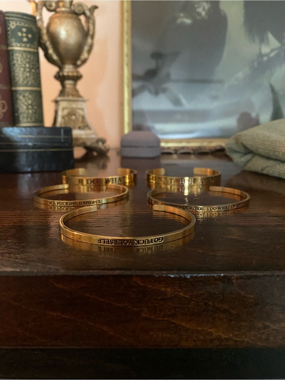 5 Gold funny statement Bracelets - Picture 8 of 8